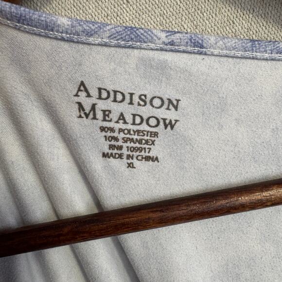 Addison Meadow Top Size XL Blue White Abstract Print Long Sleeve Soft Stretch - Picture 5 of 11